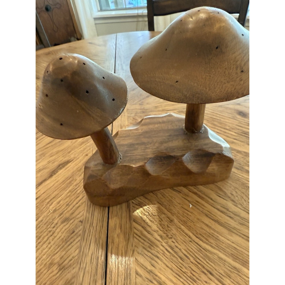 Vintage Mid Century Modern Monkey Pod Wood Mushroom Hors D'oeuvres Holder Decor - Picture 3 of 8